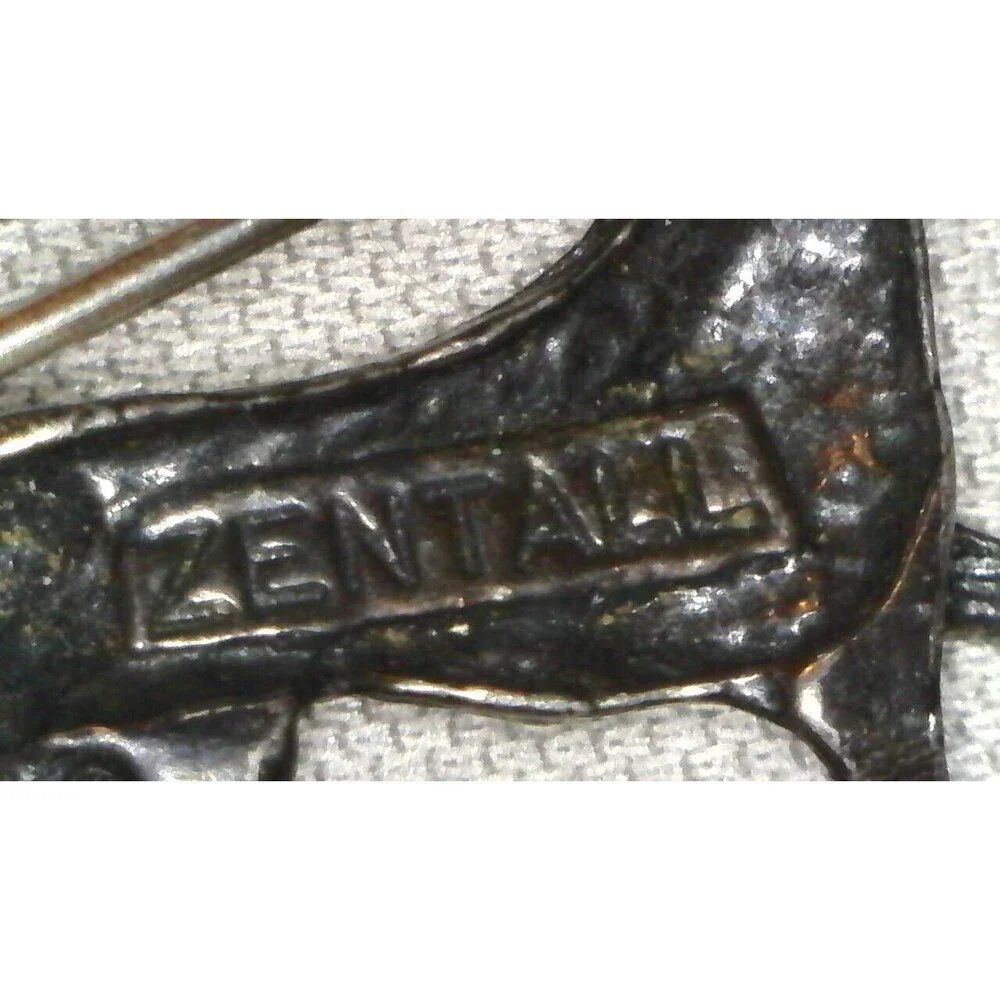 Vintage Zentall Three Running Horses Silver Tone Brooch